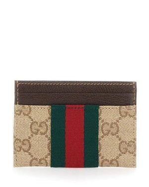 Gucci Gg Card Holder With Web Detail - Natural