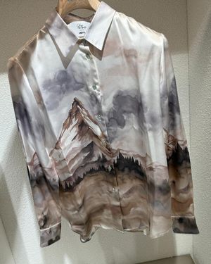 SLEEP NO MORE Silk Shirt With Fantasy Canvas - Gray