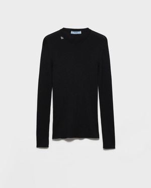 Prada Virgin Wool Crewneck T-Shirt - Black