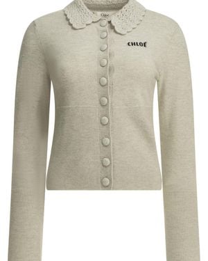 Chloé Chloé Polo Jumper With Logo - Grey