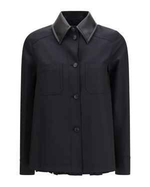 Max Mara Shirt Cotton Gabardine Pleated Back - Black