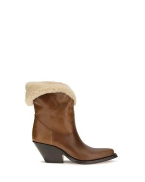 Chloé Chloé Azelan Fur-Lined Ankle Boots Amber - Brown
