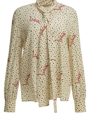 Valentino Plus De Pois Silk Shirt - White