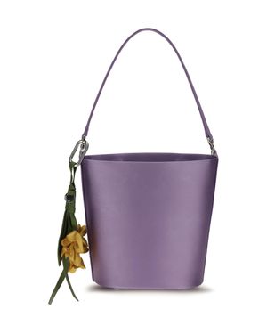 Self-Portrait Satin Bucket Bag - Purple