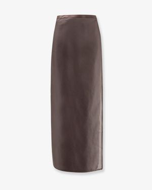 R2W Linen Wrap Skirt - Brown