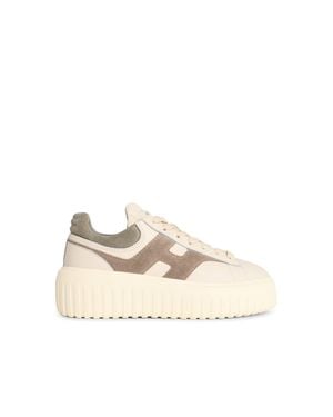 Hogan 'H-Stripes' Leather Trainers - Natural