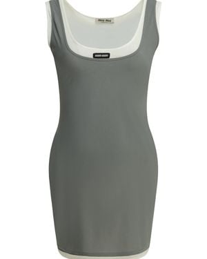 Miu Miu Stretch Jersey Short Dress - Grey