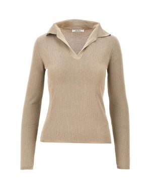 Max Mara Cashmere And Silk-Blend Knitted Polo Shirt - Natural