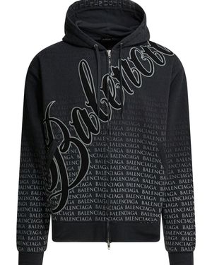 Balenciaga "Big B" Zippered Hooded Sweatshirt - Black