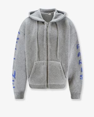 Celine Zip-Up Virgin Wool Cardigan - Grey