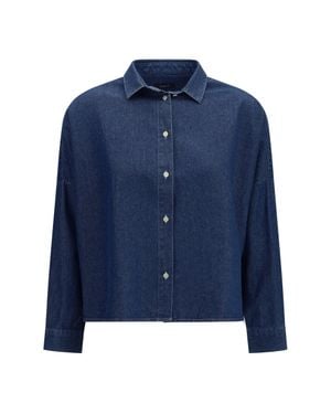 Deperlu Bianca Cotton Linen Blend Shirt Denim - Blue