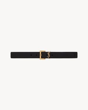 Saint Laurent Cassandre Leather Belt - Natural