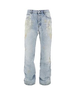 Cole Buxton Paint Marked Straight Leg Jeans - Blue