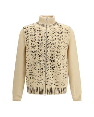 Margiela Virgin Wool Zip Cardigan Ecru - White