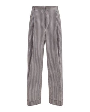 Dries Van Noten Striped Pleated Trousers - Grey