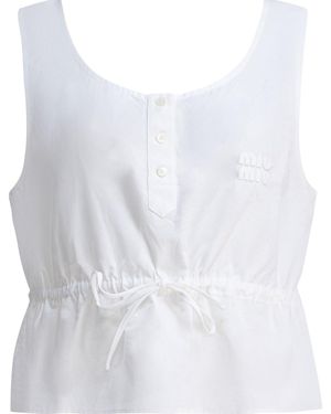 Miu Miu Cotton And Linen Tank Top - White
