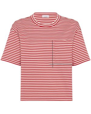 Brunello Cucinelli Striped Jersey T-Shirt - Red
