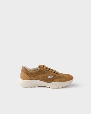 Prada Suede And Mesh Trainers - White
