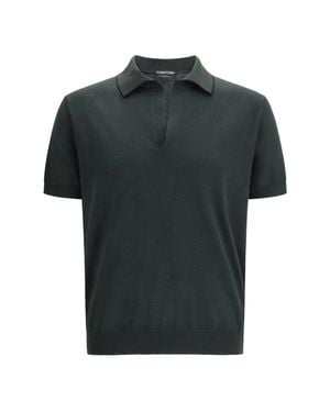 Tom Ford Cotton And Silk Blend Polo Shirt - Green