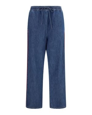 Valentino Lightweight Wide-Leg Denim Trousers Dark - Blue