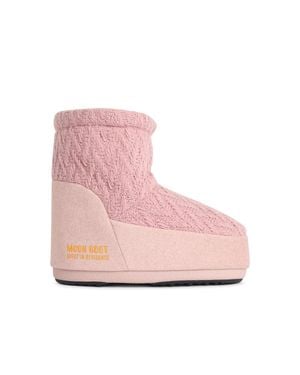 Moonboot 'Icon Low Nolace Knit' Fabric Boots - Pink