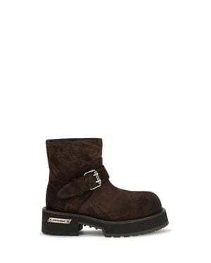 Balenciaga Venom Mini Waxed Suede Calf Leather Ankle Boots - White