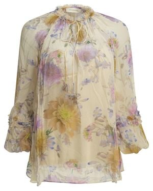 Zimmermann Luna Long-Sleeved Floral Blouse - White