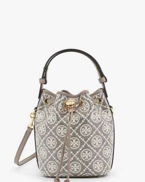 Tory Burch Bucket Bag T Monogram Coated Canvas - Gray