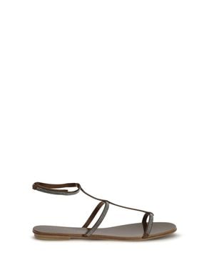 Pedro Garcia Enola Rhinestone Sandals Nutmeg Satin - White