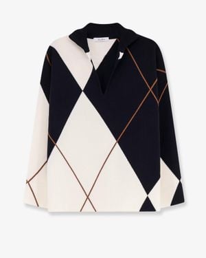 Max Mara Mxmsala Argyle Pattern Virgin Wool Sweater - Blue