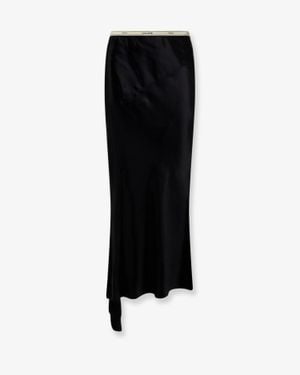 Celine Viscose Satin Midi Skirt - Black