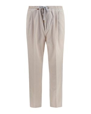 Brunello Cucinelli Corduroy Drawstring Trousers - Grey