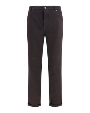 Brunello Cucinelli Jeans With Turn-Up Hem - Black