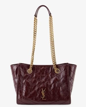 Saint Laurent Niki Vintage-Effect Leather Shopping Bag - White