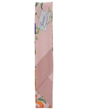 Gucci Twill Silk Scarf - Pink