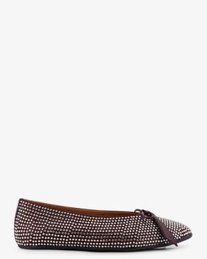The Attico Kali Satin Ballerinas With All-Over Rhinestone Detail - Brown