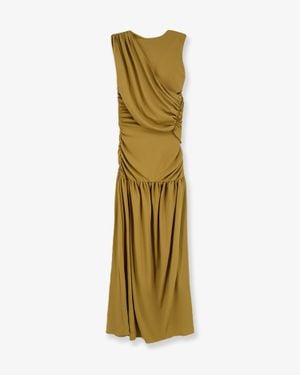 ACTUALEE Draped Long Dress - Metallic