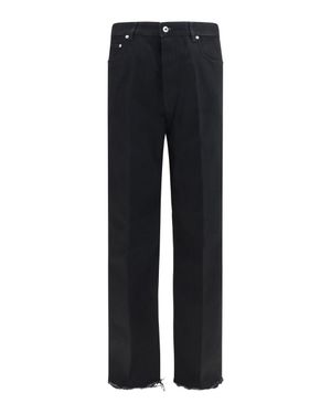 Rick Owens Frayed Hem Cotton Jeans - Blue