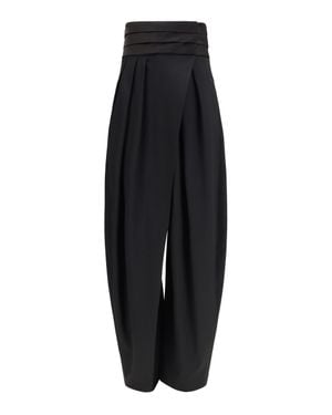 Alaïa Alaïa Rounded Tuxedo Wool Trousers - Black