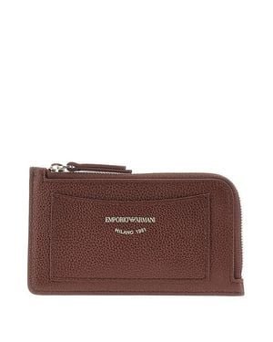 Emporio Armani Leather Cardholder Pouch - Brown
