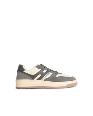 Hogan H630 Two-Tone Leather Trainers - White