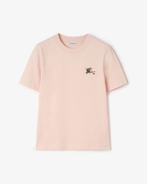 Burberry Cotton T-Shirt With Knight Check - Pink