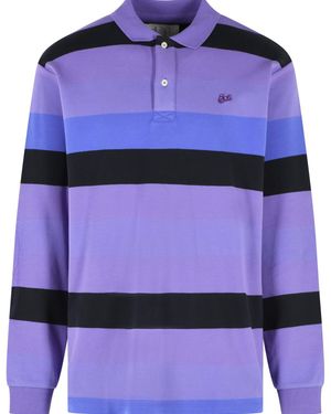 ERL Rugby Striped Cotton Polo Shirt - Blue