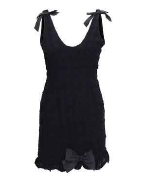 Alessandra Rich Checked Bouclé Tweed Mini Dress - Black