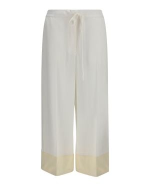 TOTEME Trousers Satin Drawstring Viscose Trousers - White
