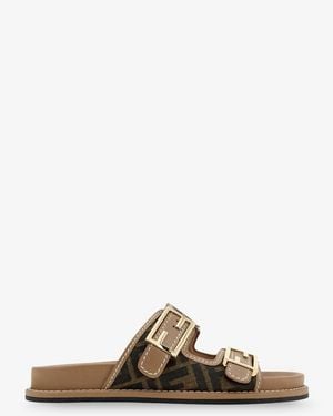 Fendi Feel Ff Fabric Sandals - Brown