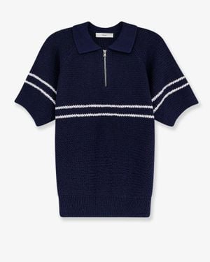 DUNST Jumper Half-Zip Cotton Blend - Blue