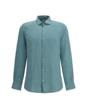 Brooksfield Linen Shirt Peacock - Blue