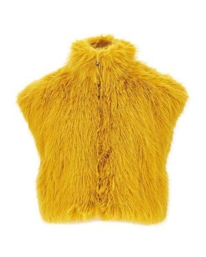 Pinko Faux Fur Vest - Yellow