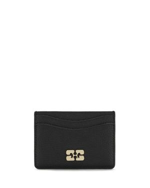 Ganni Grained Leather Card Holder - Black